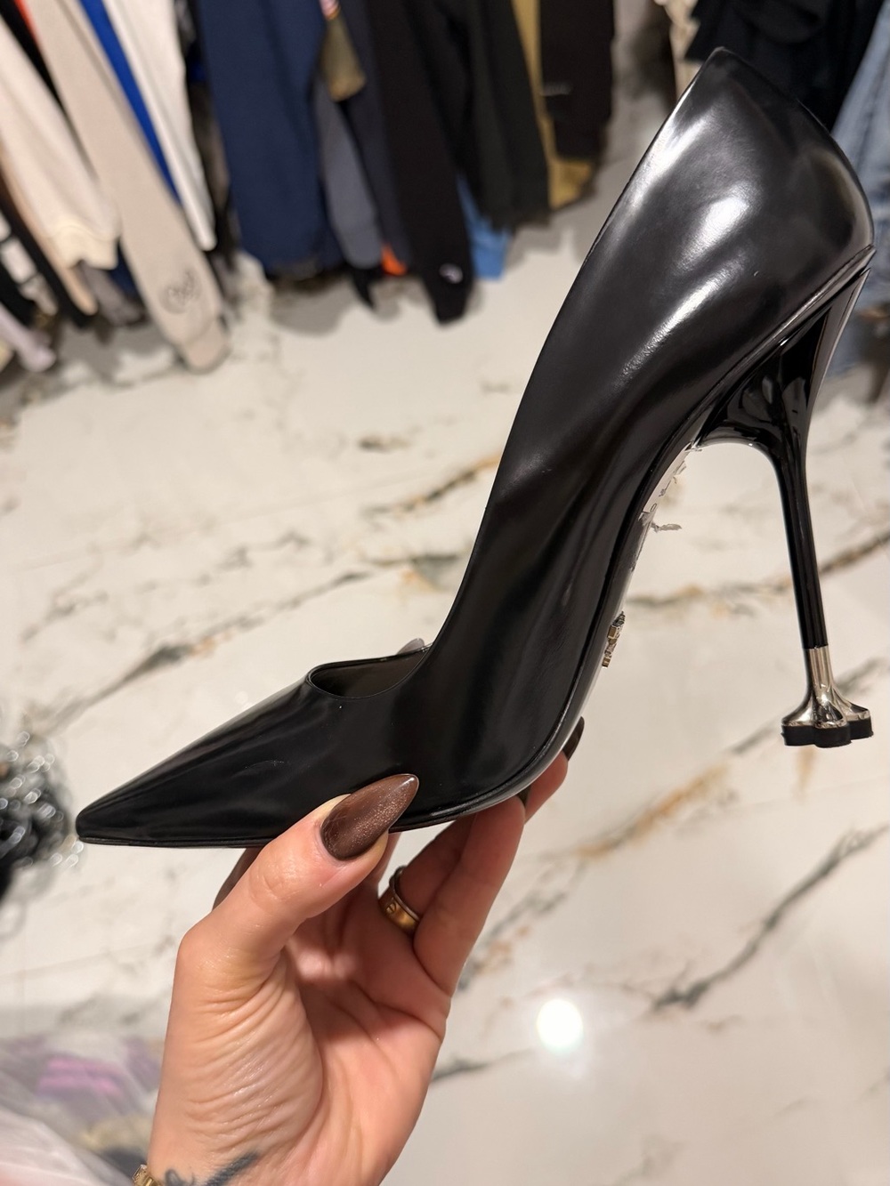 Prada Black Leather Pointed Toe Stiletto Pump